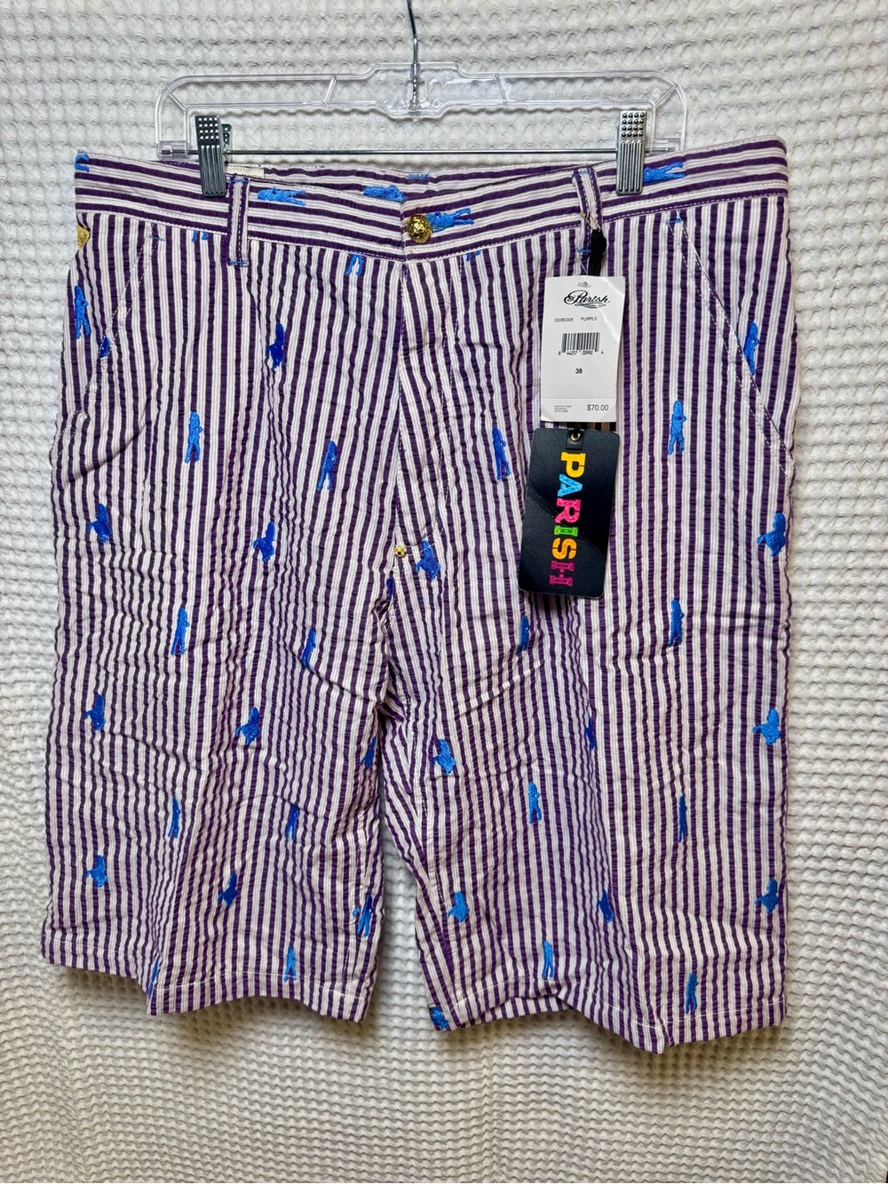 NWT Vintage Parish Nation Embroidered Exotic Dancer Pin-up Shorts- Men’s 38